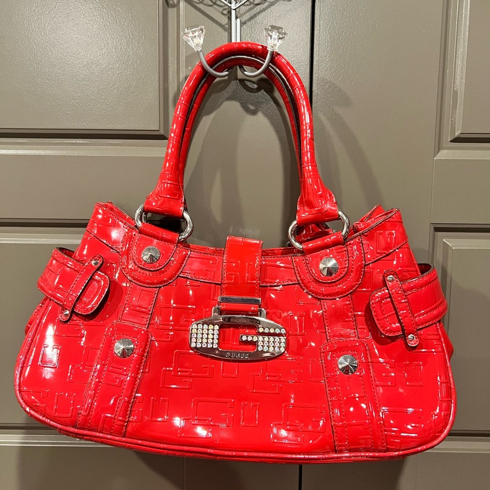 Guess red purse with rhinestones